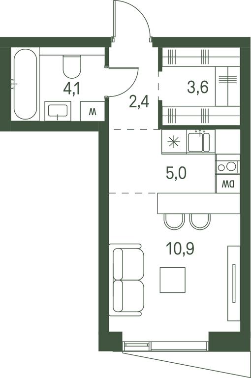 Apartment Sale, 26 sq. m. at Moments, Volokolamskoye Highway, 28, Moscow, Russia #1