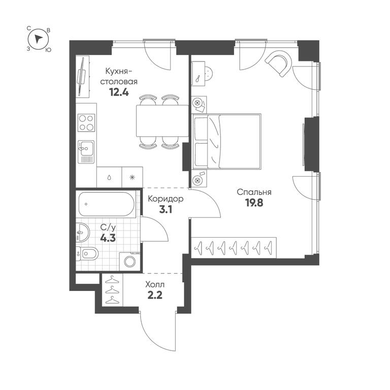 1-BD Apartment Sale, 41.8 sq. m. at Shagal, Автозаводская улица, 23, Москва, Россия #1