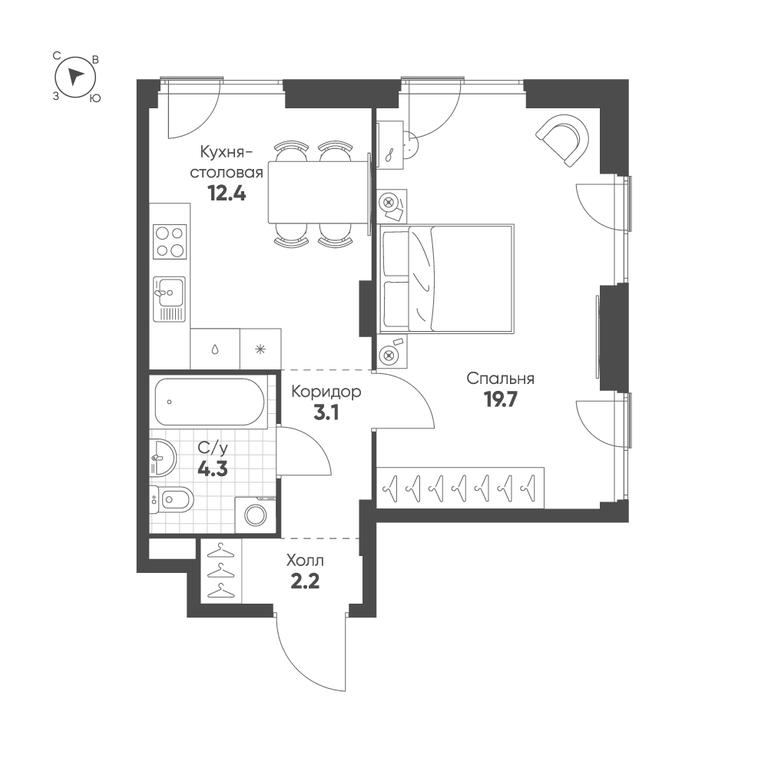 1-BD Apartment Sale, 41.7 sq. m. at Shagal, Автозаводская улица, 23, Москва, Россия #1
