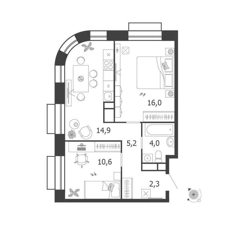 2-BD Apartment Sale, 53 sq. m. at Shagal, Автозаводская улица, 23, Москва, Россия #1