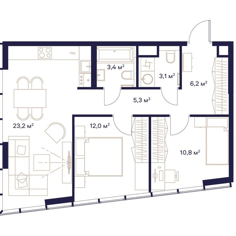 2-BD Apartment Sale, 64平方米 at Soyuz, Selskokhozyaystvennaya Street, Moscow, Russia #1 2-BD Apartment Sale, 64平方米 at Soyuz, Selskokhozyaystvennaya Street, Moscow, Russia #1
