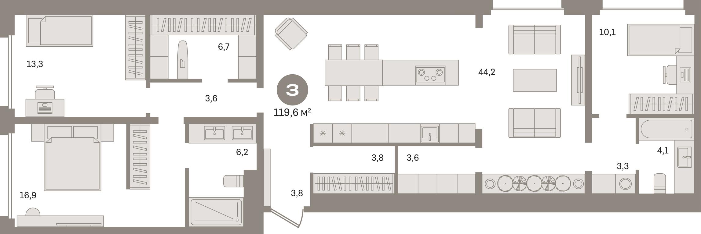 3-BD Apartment Sale, 119.6 sq. m. at Dom A, Dubininskaya Street, вл59к2, Moscow, Russia #1