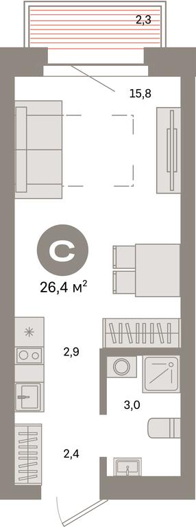 Apartment Sale, 26.4 sq. m. at Kvartal Metronom, Tagilskaya Street, Moscow, Russia #1
