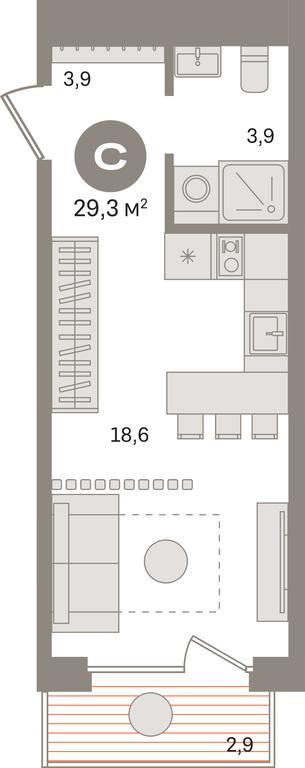 Apartment Sale, 29.3平方米 at Dom A, Dubininskaya Street, вл59к2, Moscow, Russia #1