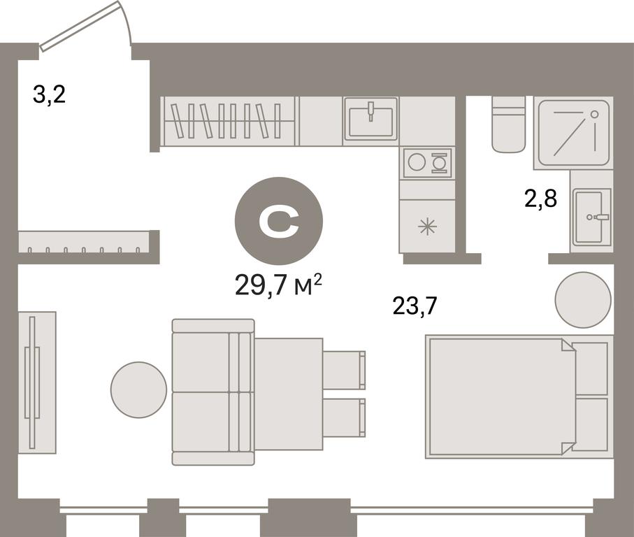 Apartment Sale, 29.7平方米 at Dom A, Dubininskaya Street, вл59к2, Moscow, Russia #1
