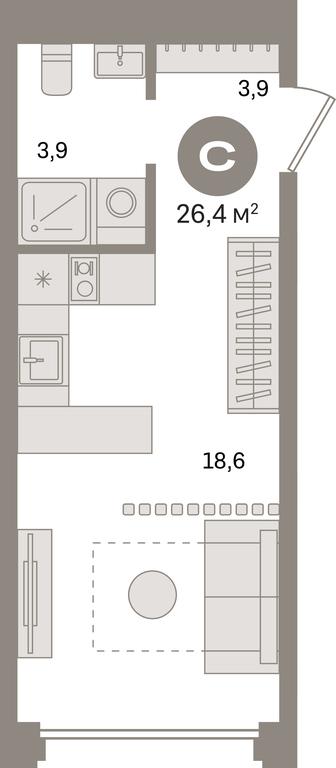 Apartment Sale, 26.4平方米 at Dom A, Dubininskaya Street, вл59к2, Moscow, Russia #1