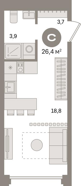 Apartment Sale, 26.4平方米 at Dom A, Dubininskaya Street, вл59к2, Moscow, Russia #1