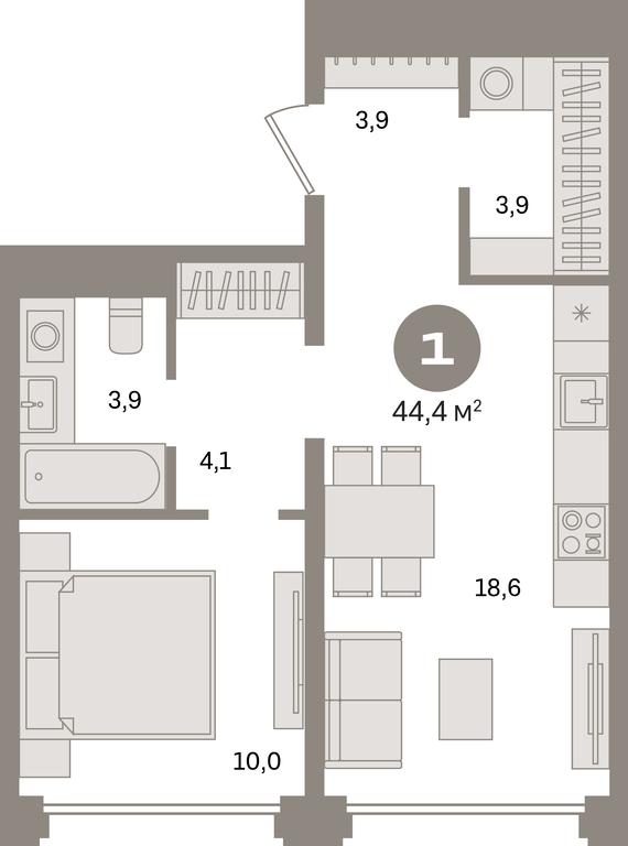 1-BD Apartment Sale, 44.4 sq. m. at Dom A, Dubininskaya Street, вл59к2, Moscow, Russia #1 1-BD Apartment Sale, 44.4 sq. m. at Dom A, Dubininskaya Street, вл59к2, Moscow, Russia #1