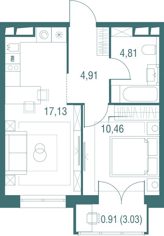1-BD Apartment Sale, 38.22 sq. m. at Odinburg, Severnaya Street, 11, Odintsovo, Moscow Region, Russia #1