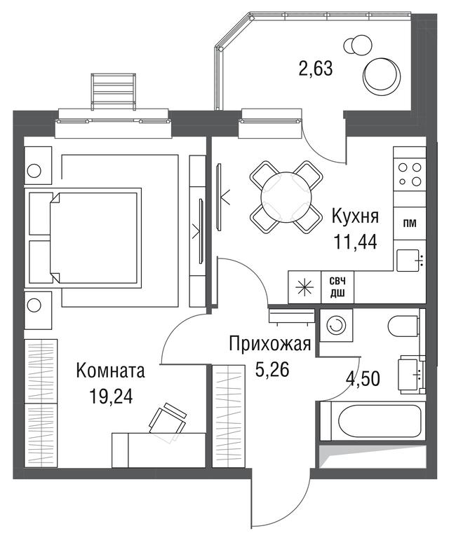 1-BD Apartment Sale, 43.07平方米 at Odinburg, Severnaya Street, 11, Odintsovo, Moscow Region, Russia #1 1-BD Apartment Sale, 43.07平方米 at Odinburg, Severnaya Street, 11, Odintsovo, Moscow Region, Russia #1