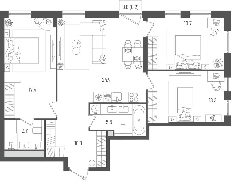 3-BD Apartment Sale, 89平方米 at Pave, 2nd Paveletsky Drive, Moscow, Russia #1 3-BD Apartment Sale, 89平方米 at Pave, 2nd Paveletsky Drive, Moscow, Russia #1