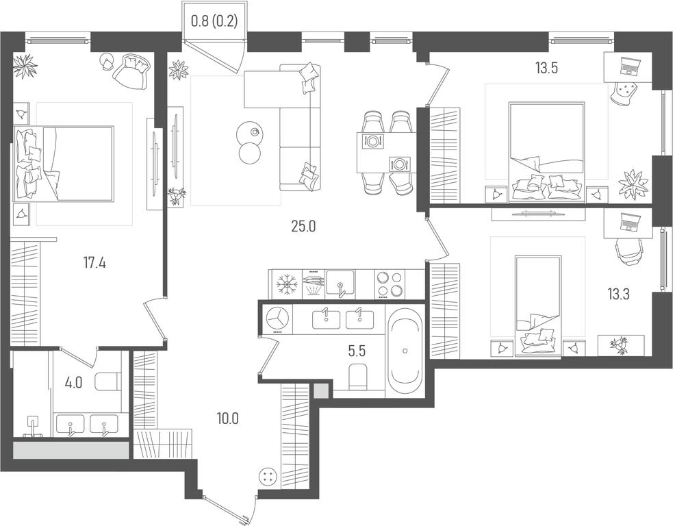 3-BD Apartment Sale, 88.9平方米 at Pave, 2nd Paveletsky Drive, Moscow, Russia #1 3-BD Apartment Sale, 88.9平方米 at Pave, 2nd Paveletsky Drive, Moscow, Russia #1