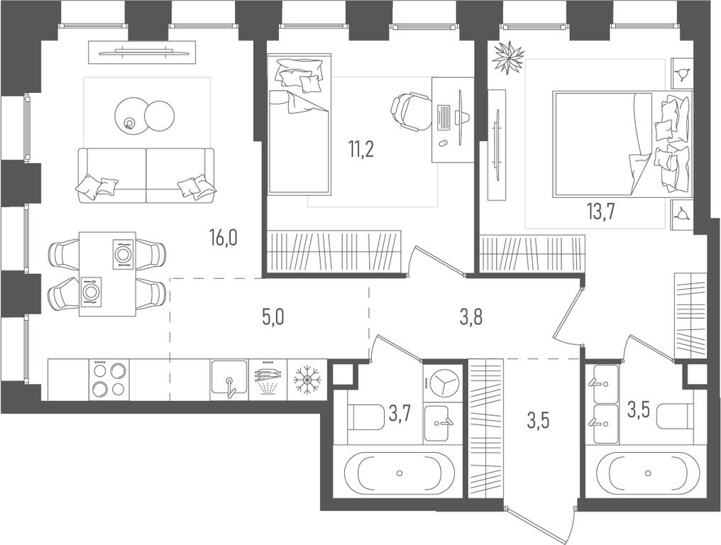 2-BD Apartment Sale, 60.4平方米 at Pave, 2nd Paveletsky Drive, Moscow, Russia #1 2-BD Apartment Sale, 60.4平方米 at Pave, 2nd Paveletsky Drive, Moscow, Russia #1