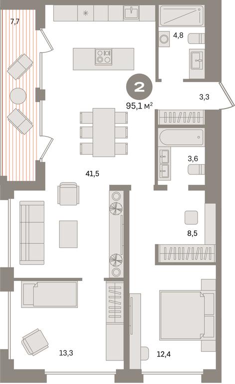 2-BD Apartment Sale, 95.1平方米 at Dom A, Dubininskaya Street, вл59к2, Moscow, Russia #1 2-BD Apartment Sale, 95.1平方米 at Dom A, Dubininskaya Street, вл59к2, Moscow, Russia #1