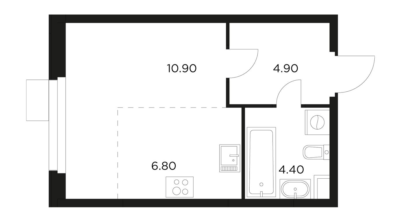 Apartment Sale, 27平方米 at Novoe Medvedkovo, Novoe Medvedkovo Residential Complex, mikrorayon 17A, Mytischi, Moscow Region, Russia #1