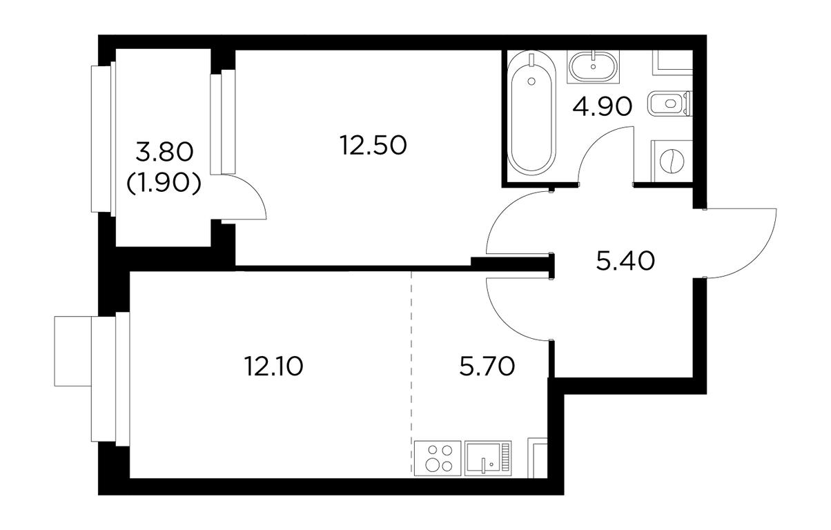 1-BD Apartment Sale, 42.5平方米 at Novoe Medvedkovo, Novoe Medvedkovo Residential Complex, mikrorayon 17A, Mytischi, Moscow Region, Russia #1