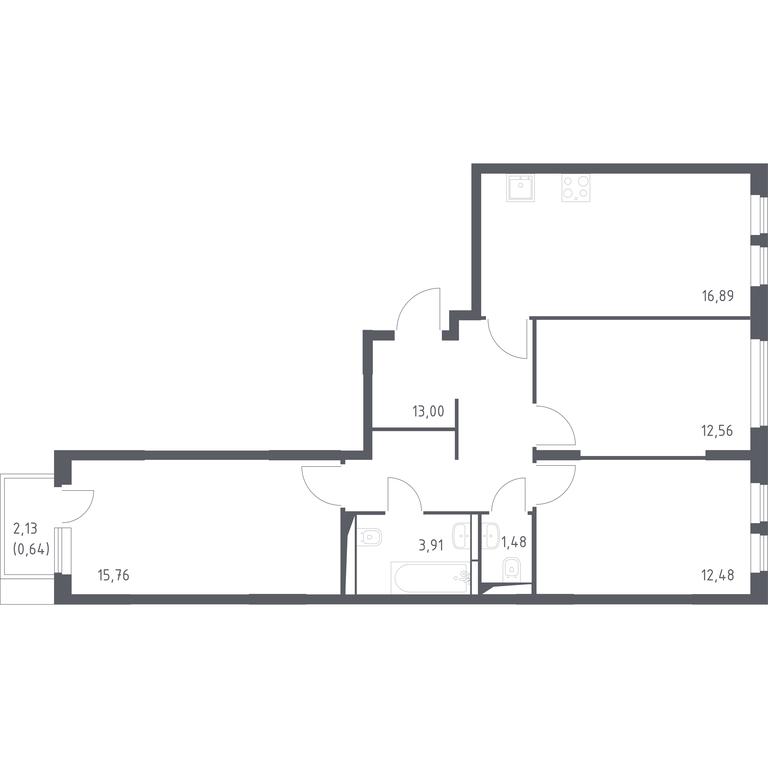 2-BD Apartment Sale, 76.72平方米 at Ostafevo, Ostafyevskoe Highway, 12к1, Ryazanovskoe Settlement, Moscow, Russia #1 2-BD Apartment Sale, 76.72平方米 at Ostafevo, Ostafyevskoe Highway, 12к1, Ryazanovskoe Settlement, Moscow, Russia #1