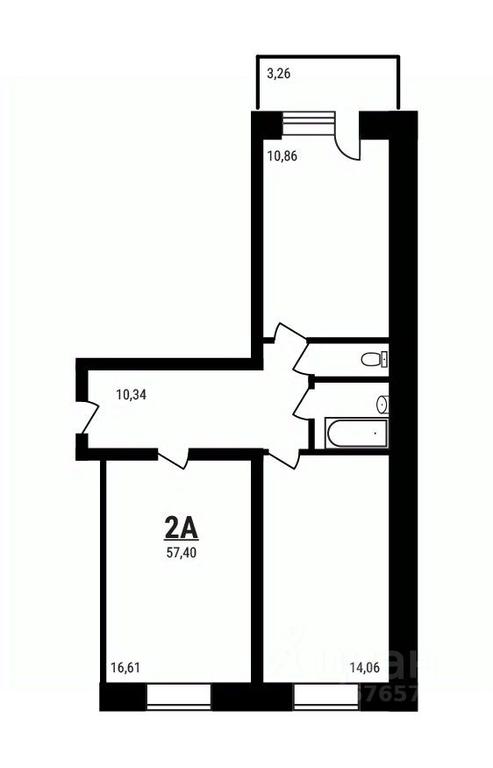 1-BD Apartment Sale, 57.4平方米 at Druzhny, mikrorayon Druzhny, rabochiy posyolok Tuchkovo, Ruzskiy City District, Moscow Region, Russia #1