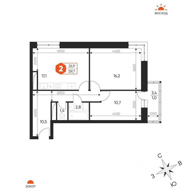 2-BD Apartment Sale, 59.7平方米 at Ideal, Proyektnaya ulitsa, Gagarina Microdistrict, Balashikha, Moscow Region, Russia #1 2-BD Apartment Sale, 59.7平方米 at Ideal, Proyektnaya ulitsa, Gagarina Microdistrict, Balashikha, Moscow Region, Russia #1