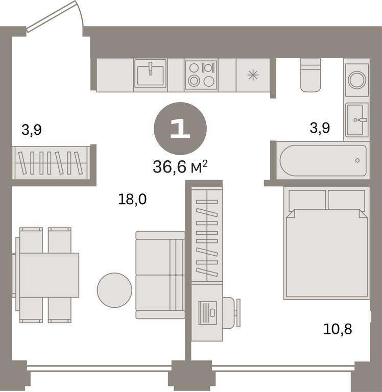 1-BD Apartment Sale, 36.6平方米 at Dom A, Dubininskaya Street, вл59к2, Moscow, Russia #1 1-BD Apartment Sale, 36.6平方米 at Dom A, Dubininskaya Street, вл59к2, Moscow, Russia #1
