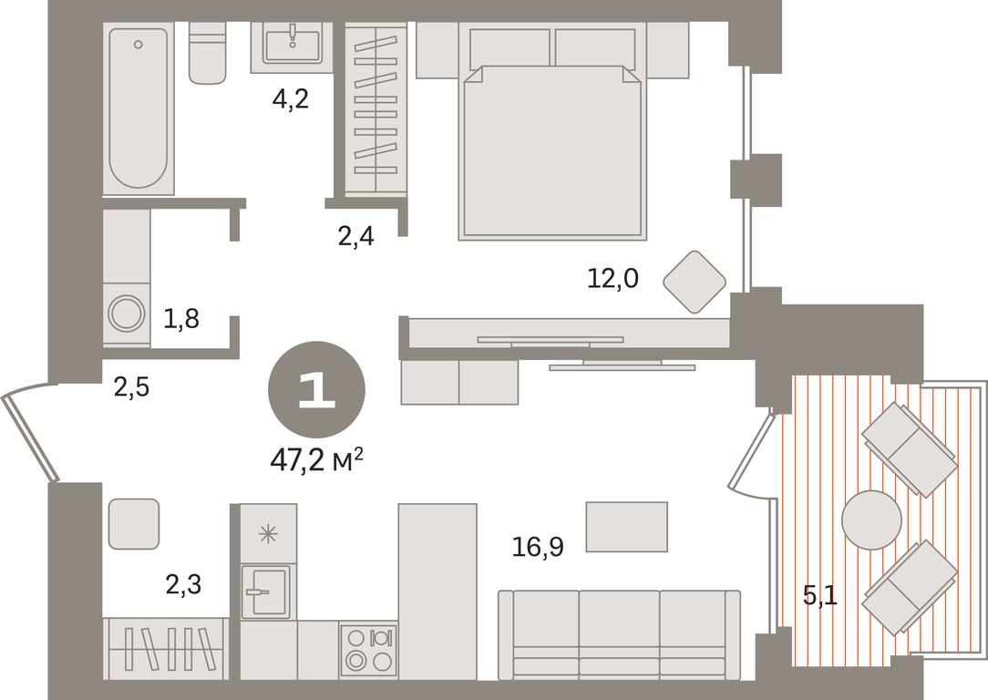 1-BD Apartment Sale, 47.2 sq. m. at Dom A, Dubininskaya Street, вл59к2, Moscow, Russia #1 1-BD Apartment Sale, 47.2 sq. m. at Dom A, Dubininskaya Street, вл59к2, Moscow, Russia #1