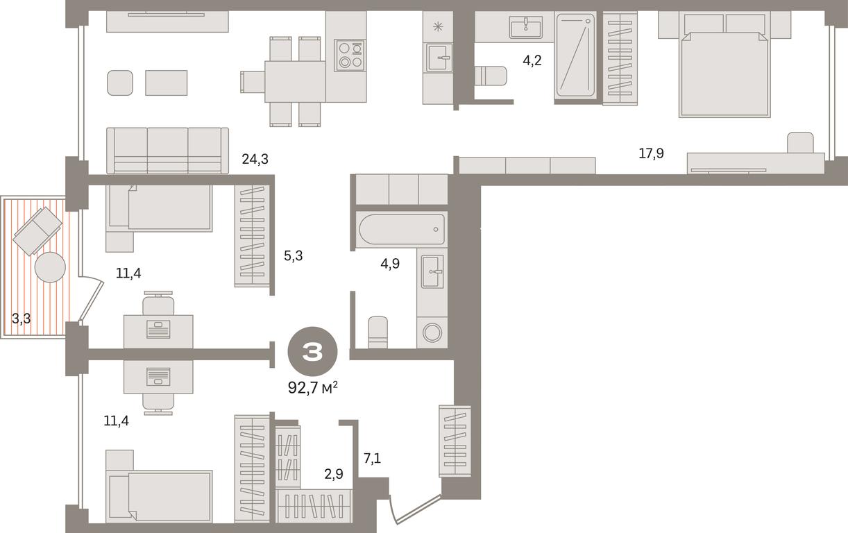 3-BD Apartment Sale, 92.7平方米 at Dom A, Dubininskaya Street, вл59к2, Moscow, Russia #1 3-BD Apartment Sale, 92.7平方米 at Dom A, Dubininskaya Street, вл59к2, Moscow, Russia #1