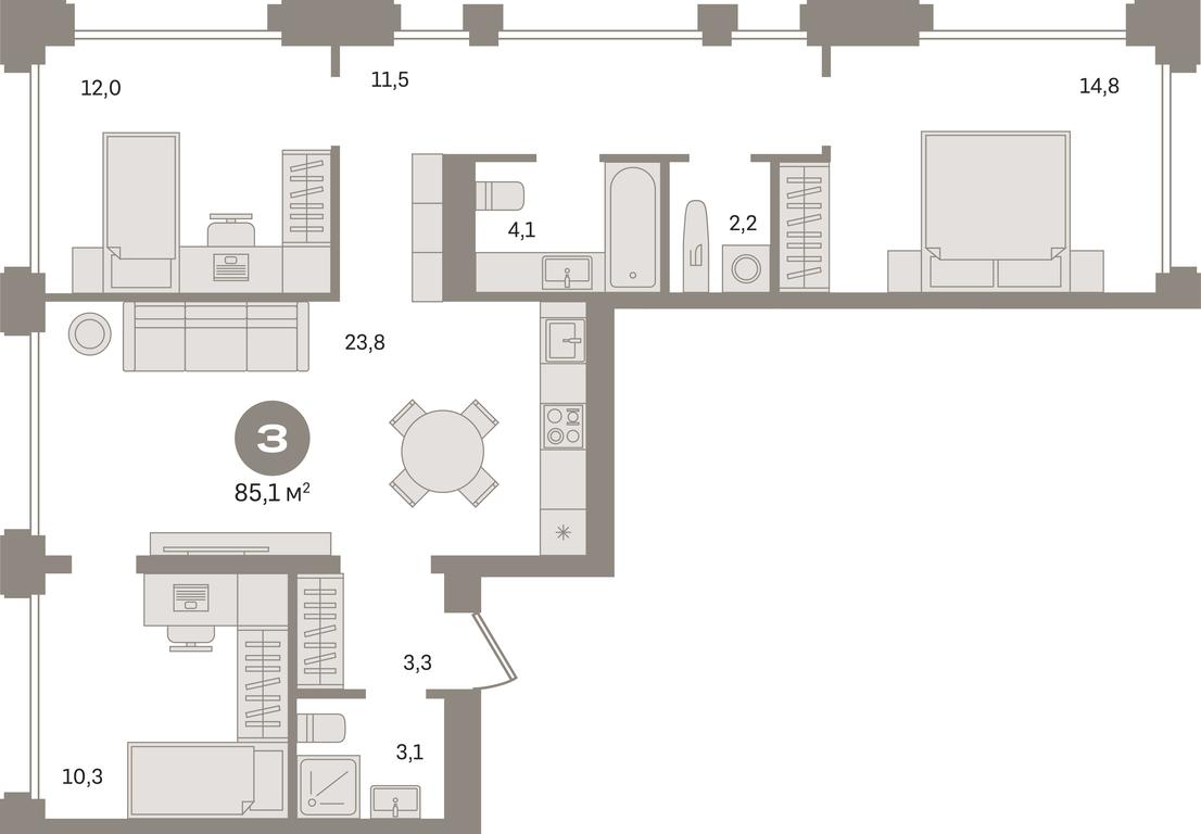 3-BD Apartment Sale, 85.1平方米 at Dom A, Dubininskaya Street, вл59к2, Moscow, Russia #1 3-BD Apartment Sale, 85.1平方米 at Dom A, Dubininskaya Street, вл59к2, Moscow, Russia #1