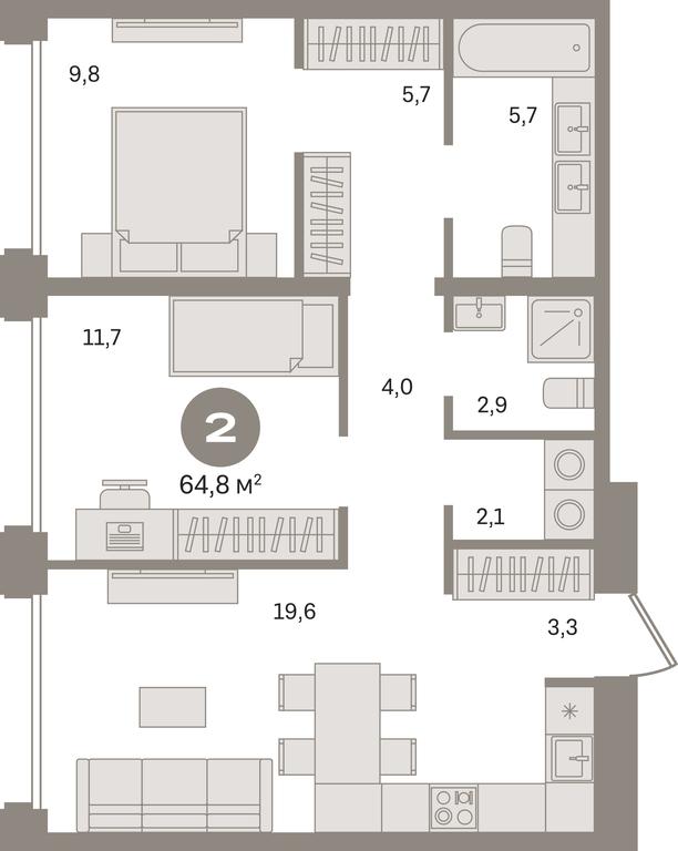 2-BD Apartment Sale, 64.8平方米 at Dom A, Dubininskaya Street, вл59к2, Moscow, Russia #1 2-BD Apartment Sale, 64.8平方米 at Dom A, Dubininskaya Street, вл59к2, Moscow, Russia #1