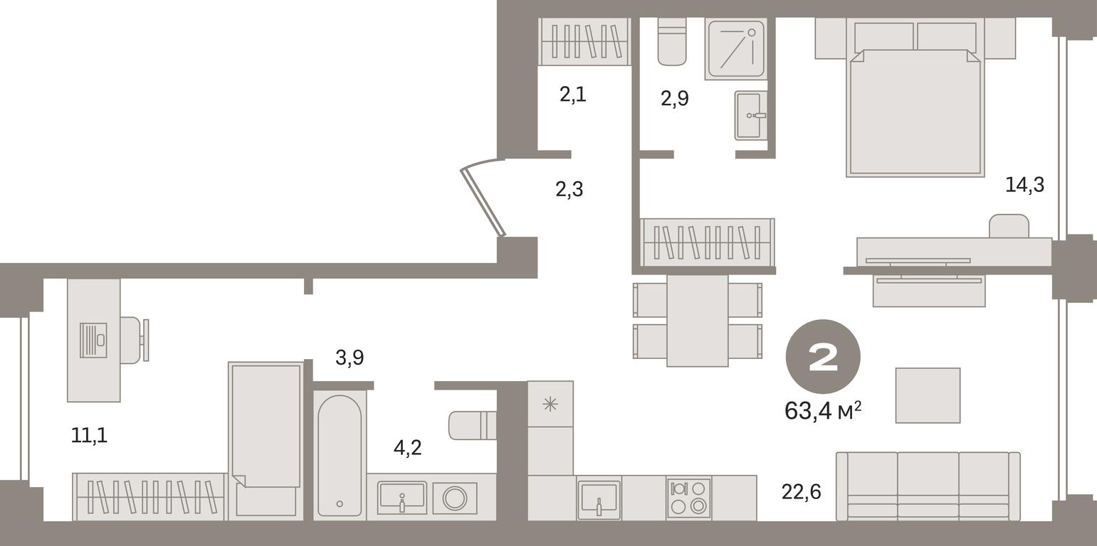 2-BD Apartment Sale, 63.4平方米 at Dom A, Dubininskaya Street, вл59к2, Moscow, Russia #1 2-BD Apartment Sale, 63.4平方米 at Dom A, Dubininskaya Street, вл59к2, Moscow, Russia #1