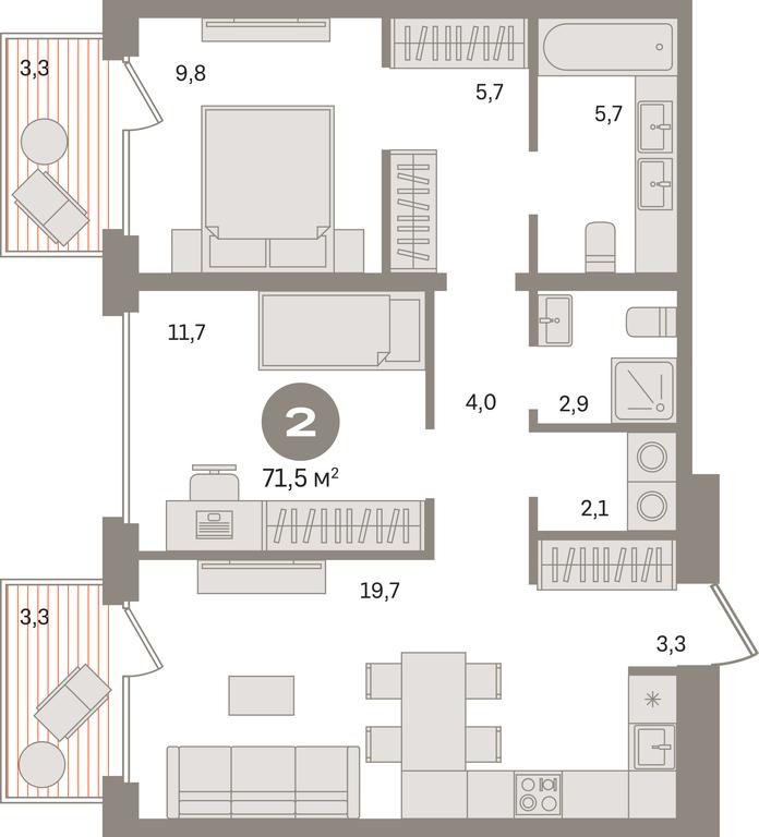 2-BD Apartment Sale, 71.5 sq. m. at Dom A, Dubininskaya Street, вл59к2, Moscow, Russia #1 2-BD Apartment Sale, 71.5 sq. m. at Dom A, Dubininskaya Street, вл59к2, Moscow, Russia #1