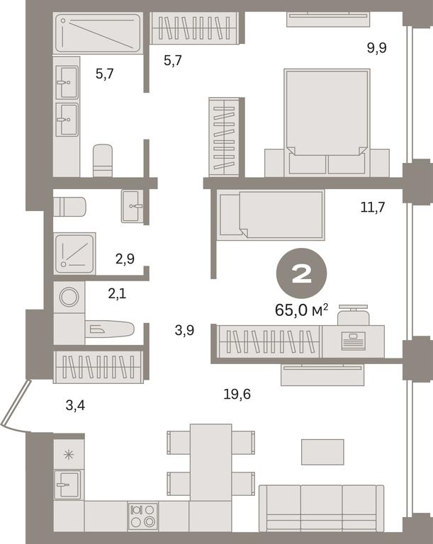 2-BD Apartment Sale, 65平方米 at Dom A, Dubininskaya Street, вл59к2, Moscow, Russia #1 2-BD Apartment Sale, 65平方米 at Dom A, Dubininskaya Street, вл59к2, Moscow, Russia #1