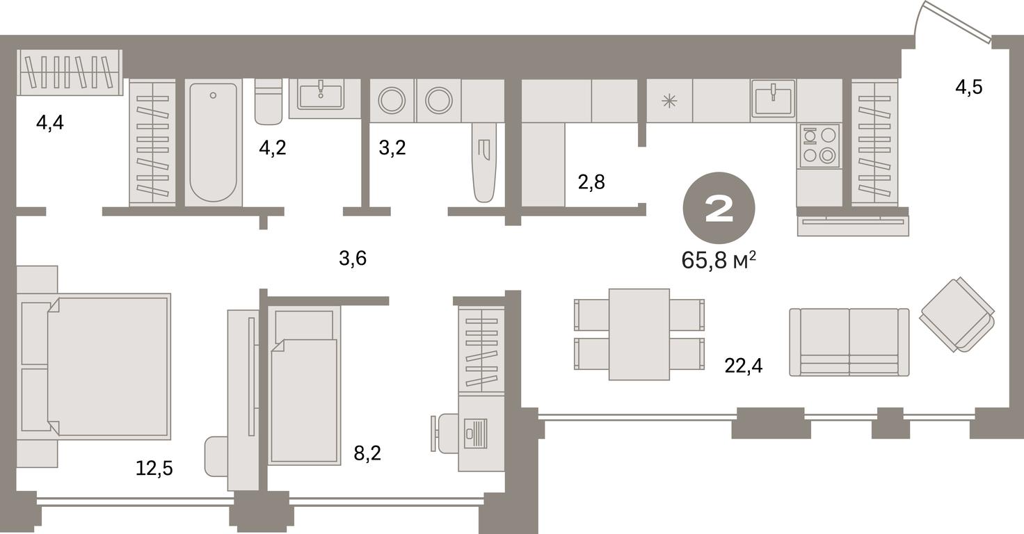 2-BD Apartment Sale, 65.8平方米 at Dom A, Dubininskaya Street, вл59к2, Moscow, Russia #1 2-BD Apartment Sale, 65.8平方米 at Dom A, Dubininskaya Street, вл59к2, Moscow, Russia #1