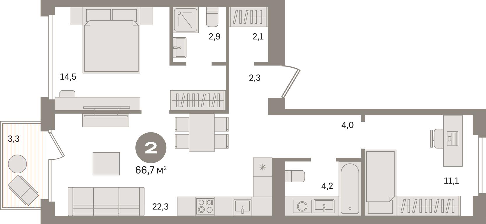 2-BD Apartment Sale, 66.7平方米 at Dom A, Dubininskaya Street, вл59к2, Moscow, Russia #1 2-BD Apartment Sale, 66.7平方米 at Dom A, Dubininskaya Street, вл59к2, Moscow, Russia #1