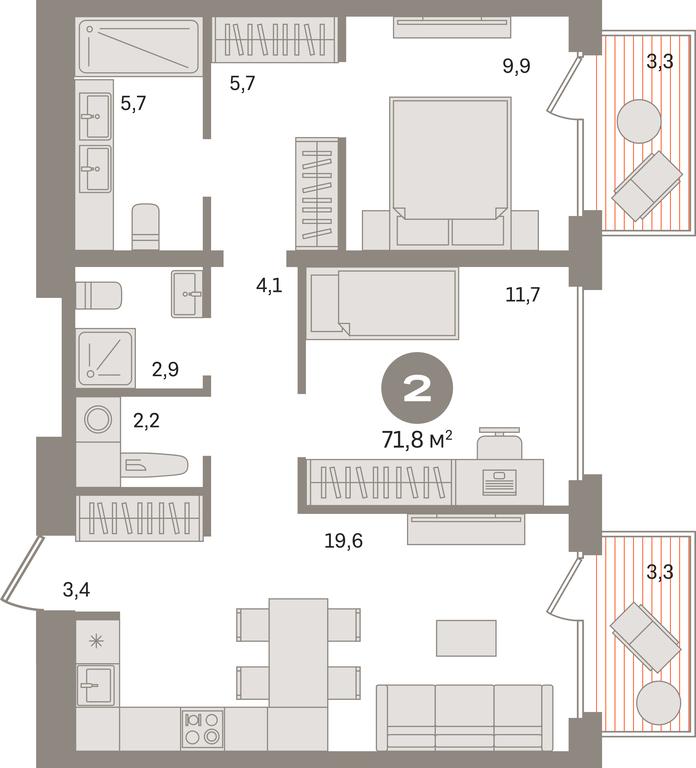 2-BD Apartment Sale, 71.8 sq. m. at Dom A, Dubininskaya Street, вл59к2, Moscow, Russia #1 2-BD Apartment Sale, 71.8 sq. m. at Dom A, Dubininskaya Street, вл59к2, Moscow, Russia #1