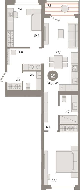 2-BD Apartment Sale, 78.1平方米 at Dom A, Dubininskaya Street, вл59к2, Moscow, Russia #1 2-BD Apartment Sale, 78.1平方米 at Dom A, Dubininskaya Street, вл59к2, Moscow, Russia #1