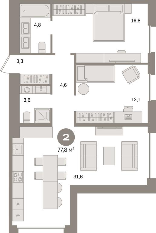 2-BD Apartment Sale, 77.8 sq. m. at Dom A, Dubininskaya Street, вл59к2, Moscow, Russia #1 2-BD Apartment Sale, 77.8 sq. m. at Dom A, Dubininskaya Street, вл59к2, Moscow, Russia #1