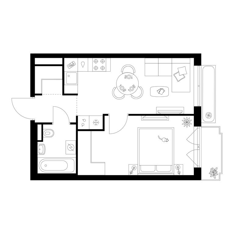 1-BD Apartment Sale, 35平方米 at Salarevo Park, Salaryevskaya Street, 8к1, Moskovskiy Settlement, Moscow, Russia #1