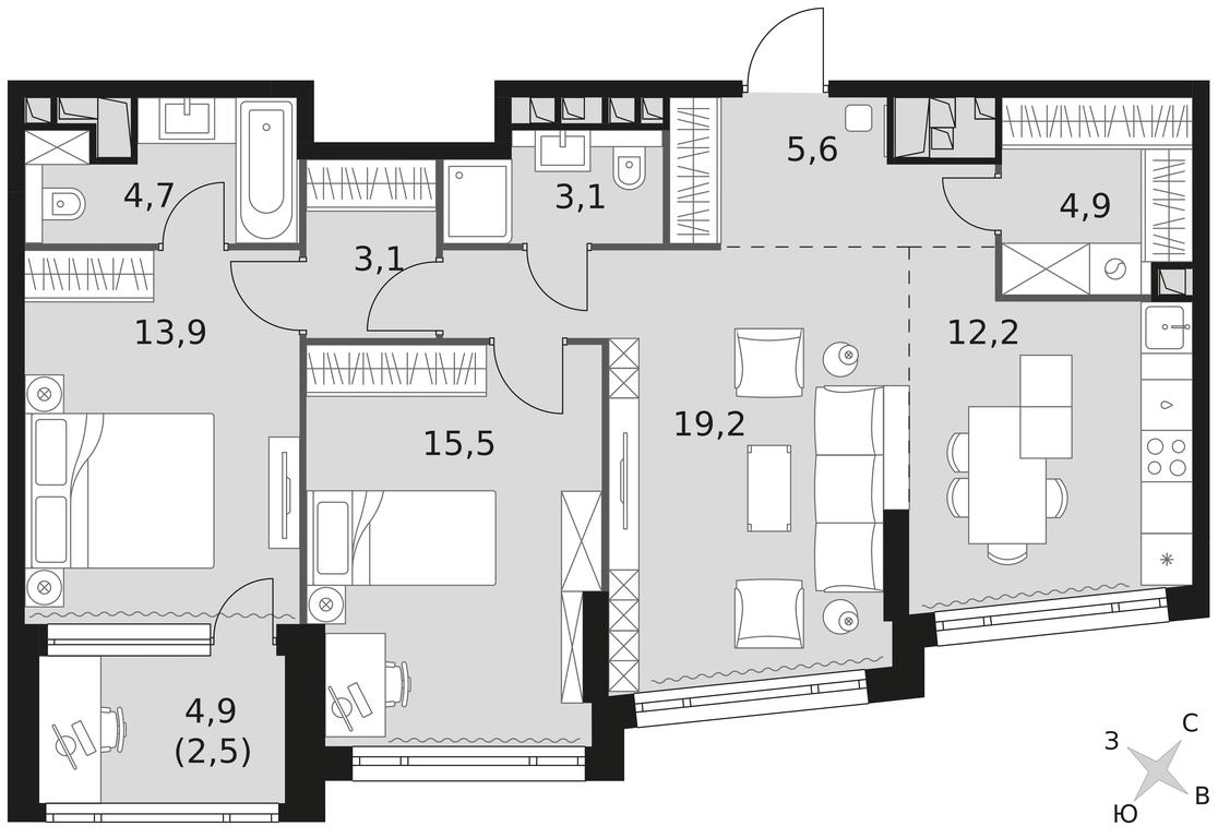 3-BD Apartment Sale, 84.7 sq. m. at Rotterdam, Varshavskoye Highway, 37Ак1с2, Moscow, Russia #1