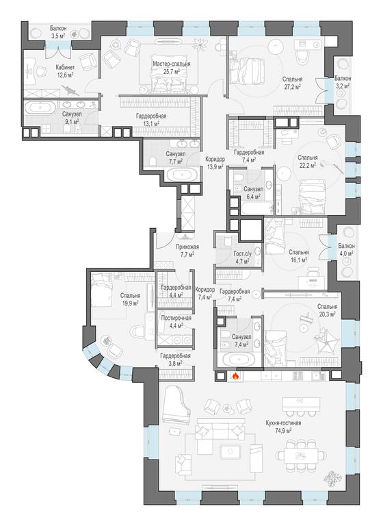 5-BD Apartment Sale, 329.2 sq. m. at Chistye Prudy, Potapovsky Lane, 5с4, Moscow, Russia #2 5-BD Apartment Sale, 329.2 sq. m. at Chistye Prudy, Potapovsky Lane, 5с4, Moscow, Russia #2