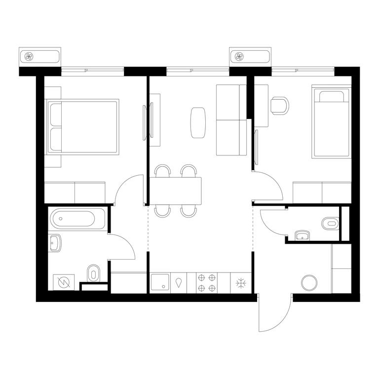 2-BD Apartment Sale, 51.4 sq. m. at Vostochnoe Butovo, Krymskaya Street, 13, rabochiy posyolok Bobrovo, Leninskiy City District, Moscow Region, Russia #1