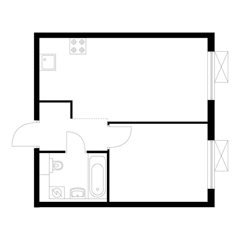 1-BD Apartment Sale, 36.1 sq. m. at Ilinskie Luga, Zapovednaya Street, 1, posyolok Ilyinskoye-Usovo, Krasnogorsk City District, Moscow Region, Russia #1