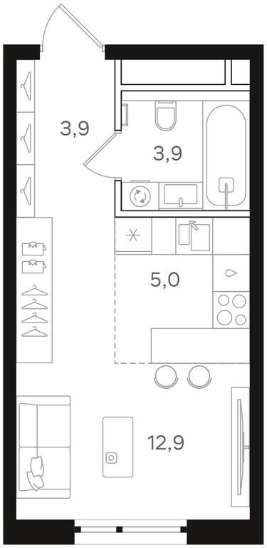 Apartment Sale, 25.7平方米 at Mangazeya na Rechnom, Leningradskoye Highway, Moscow, Russia #1