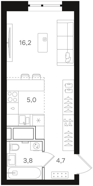Apartment Sale, 29.7平方米 at Mangazeya na Rechnom, Leningradskoye Highway, Moscow, Russia #1