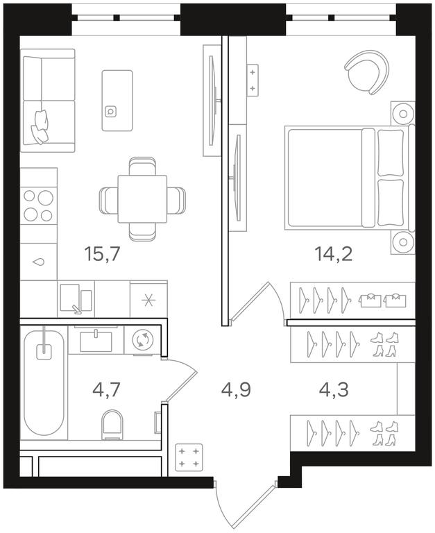 1-BD Apartment Sale, 43.8平方米 at Mangazeya na Rechnom, Leningradskoye Highway, Moscow, Russia #1 1-BD Apartment Sale, 43.8平方米 at Mangazeya na Rechnom, Leningradskoye Highway, Moscow, Russia #1