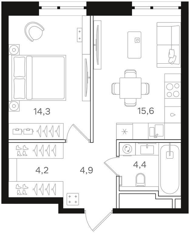 1-BD Apartment Sale, 43.4 sq. m. at Mangazeya na Rechnom, Leningradskoye Highway, Moscow, Russia #1