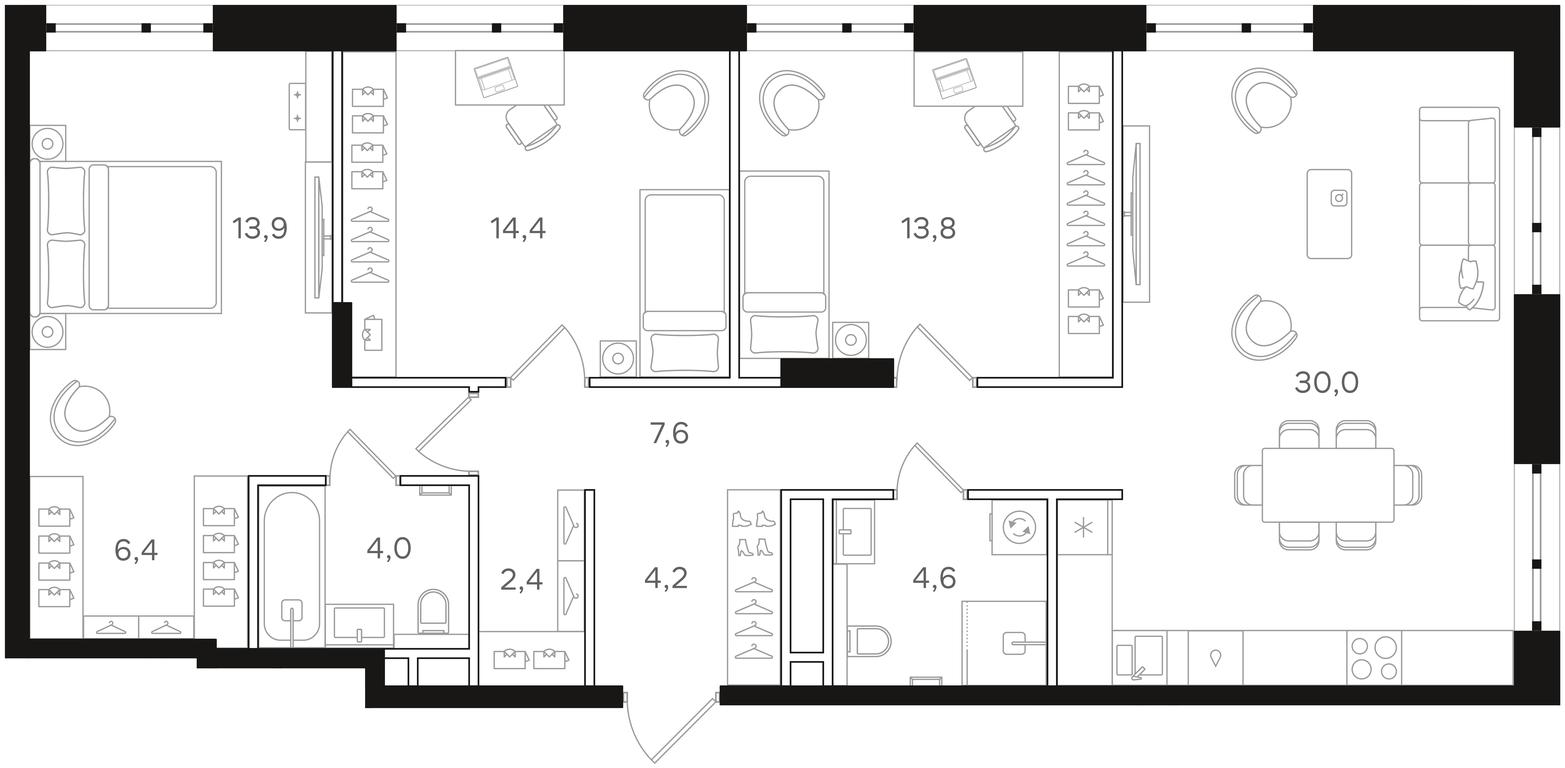3-BD Apartment Sale, 101.3 sq. m. at Mangazeya na Rechnom, Leningradskoye Highway, Moscow, Russia #1