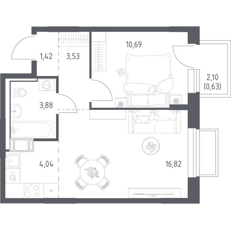 Apartment Sale, 41.01 sq. m. at Tomilino Park, 1-y kvartal, posyolok Zhilino-1, Lubertsy City District, Moscow Region, Russia #1 Apartment Sale, 41.01 sq. m. at Tomilino Park, 1-y kvartal, posyolok Zhilino-1, Lubertsy City District, Moscow Region, Russia #1