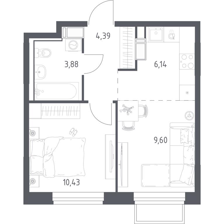 Apartment Sale, 34.44 sq. m. at Tomilino Park, 1-y kvartal, posyolok Zhilino-1, Lubertsy City District, Moscow Region, Russia #1 Apartment Sale, 34.44 sq. m. at Tomilino Park, 1-y kvartal, posyolok Zhilino-1, Lubertsy City District, Moscow Region, Russia #1