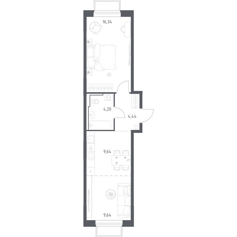 Apartment Sale, 44.26平方米 at Tomilino Park, 1-y kvartal, posyolok Zhilino-1, Lubertsy City District, Moscow Region, Russia #1