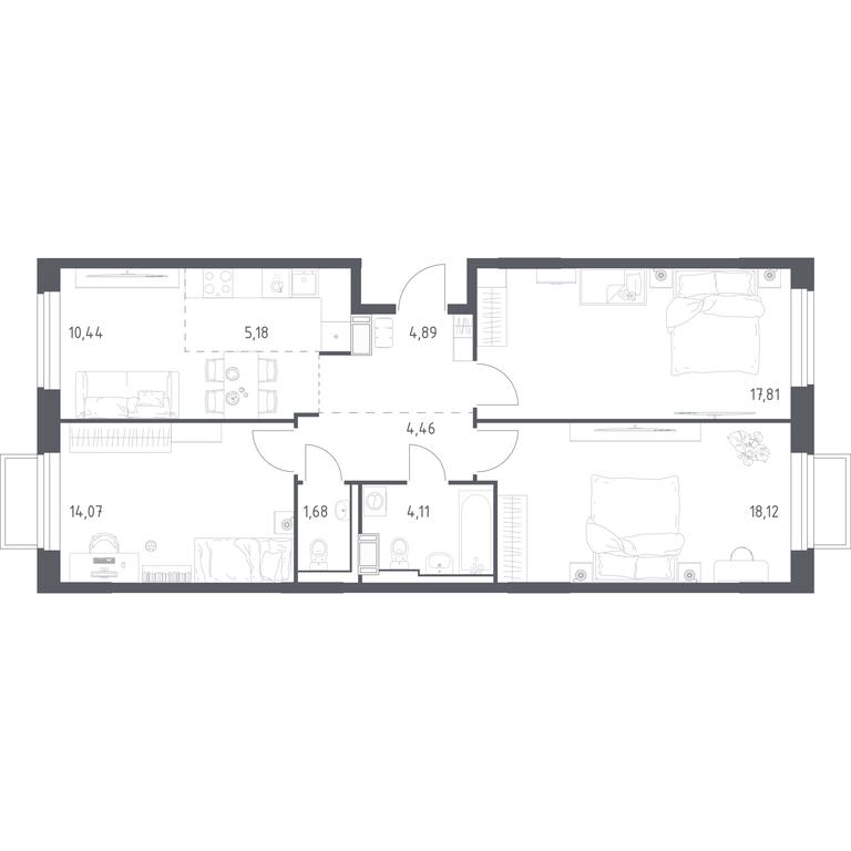2-BD Apartment Sale, 80.76平方米 at Tomilino Park, 1-y kvartal, posyolok Zhilino-1, Lubertsy City District, Moscow Region, Russia #1 2-BD Apartment Sale, 80.76平方米 at Tomilino Park, 1-y kvartal, posyolok Zhilino-1, Lubertsy City District, Moscow Region, Russia #1